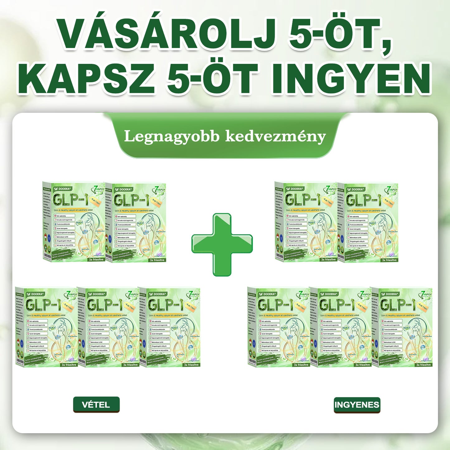 DOOEKA® GLP-1 8 az 1-ben Karcsúsító és Egészségmegőrző Megoldás ✅ Támogatja az elhízás, cukorbetegség, szív- és érrendszeri egészség, alvási apnoe és ízületi problémák kezelését, miközben feszesíti a bőrt és növeli az energiaszintet.