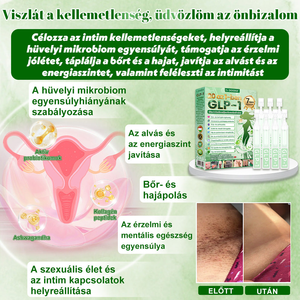 DOOEKA® GLP-1 20-az-1 Slim & Health Orális Oldat – Egyszerű napi használat, látványos eredmény 7 nap alatt, 100 milliárd aktív probiotikummal ✅ testsúlykezelés, szív-, cukorbetegség-, bél- és női egészség, feszes bőr, energia.