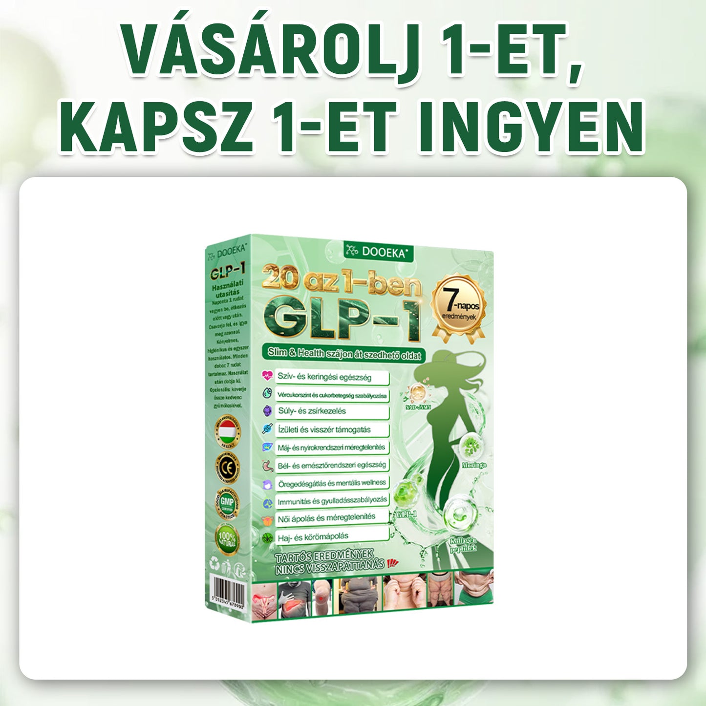 DOOEKA® GLP-1 20-az-1 Slim & Health Orális Oldat – Egyszerű napi használat, látványos eredmény 7 nap alatt, 100 milliárd aktív probiotikummal ✅ testsúlykezelés, szív-, cukorbetegség-, bél- és női egészség, feszes bőr, energia.