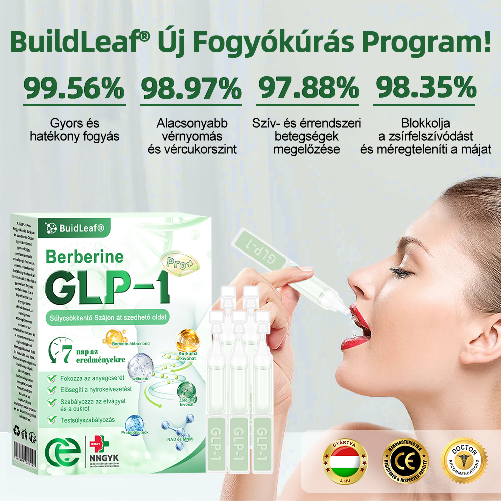 🍀 Klinikai kutatásokkal igazolt | A BuildLeaf® Berberine GLP-1 Pro Súlycsökkentő Szájon át szedhető oldat segíthet a makacs súlytöbblet, anyagcsere- és energiaproblémák kezelésében, támogatva a jobb közérzetet és vitalitást