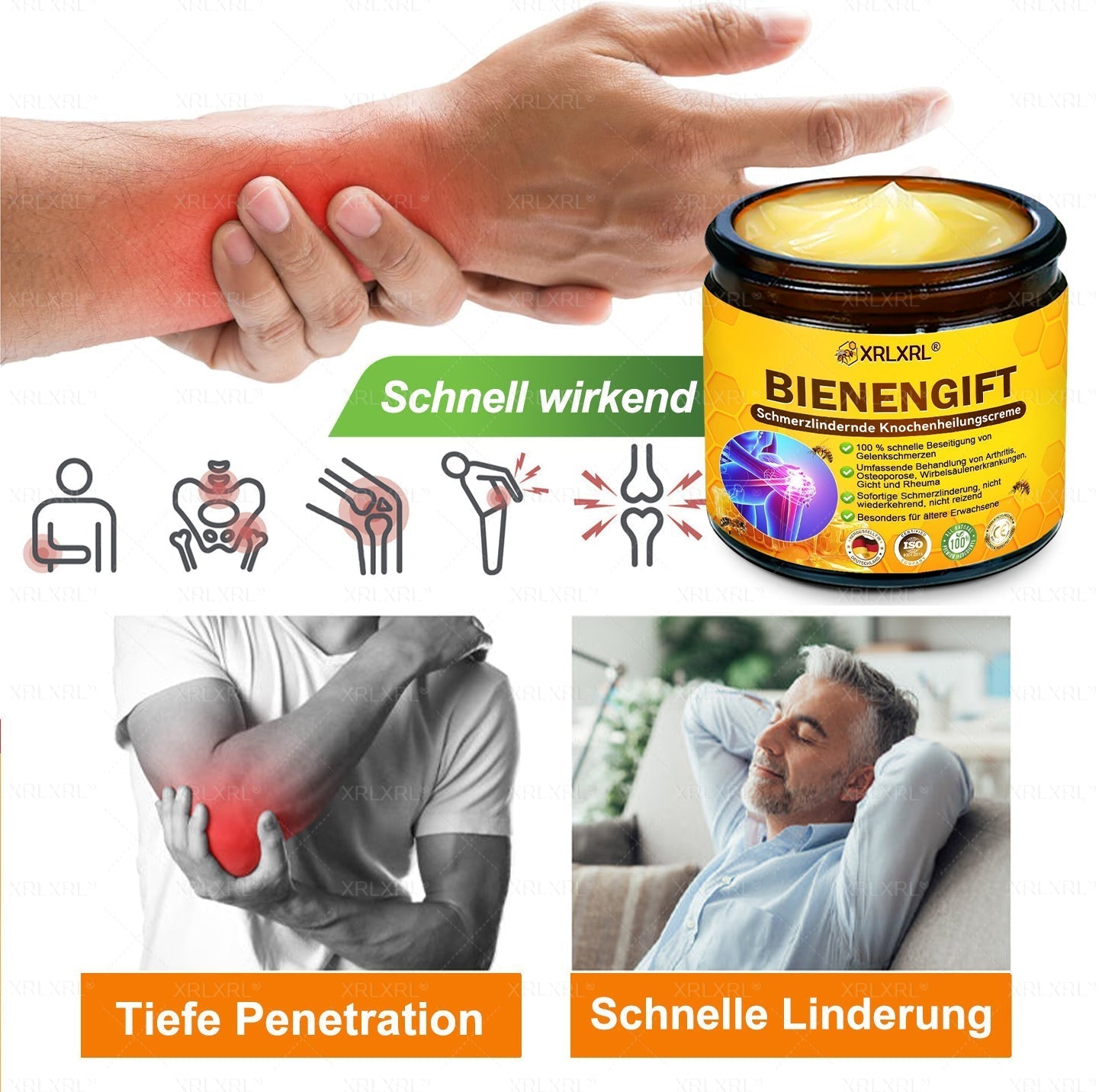 XRLXRL® Bienengift Schmerzstillende Knochenheilungscreme 👑👑👑LETZTER TAG 80 % RABATT
