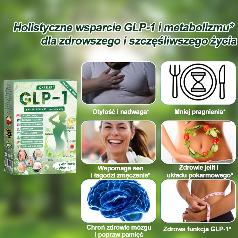 ✨✨NAZIAP® GLP-1 8 w 1 Fit & Vital roztwór doustny – Raz dziennie, widoczne zmiany w ciągu 7 dni / W przypadku otyłości, zdrowia serca i układu krążenia, cukrzycy, bezdechu sennego, zdrowia jelit, problemów ze stawami i wielu innych