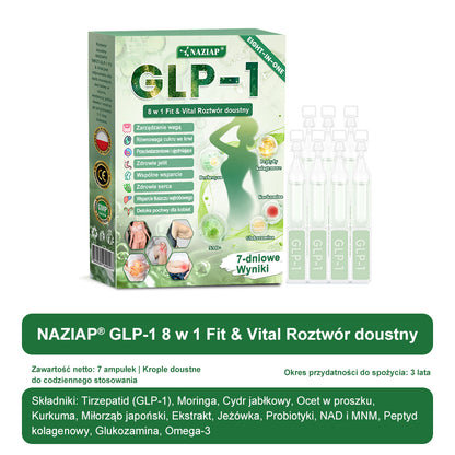 ✨✨NAZIAP® GLP-1 8 w 1 Fit & Vital roztwór doustny – Raz dziennie, widoczne zmiany w ciągu 7 dni / W przypadku otyłości, zdrowia serca i układu krążenia, cukrzycy, bezdechu sennego, zdrowia jelit, problemów ze stawami i wielu innych