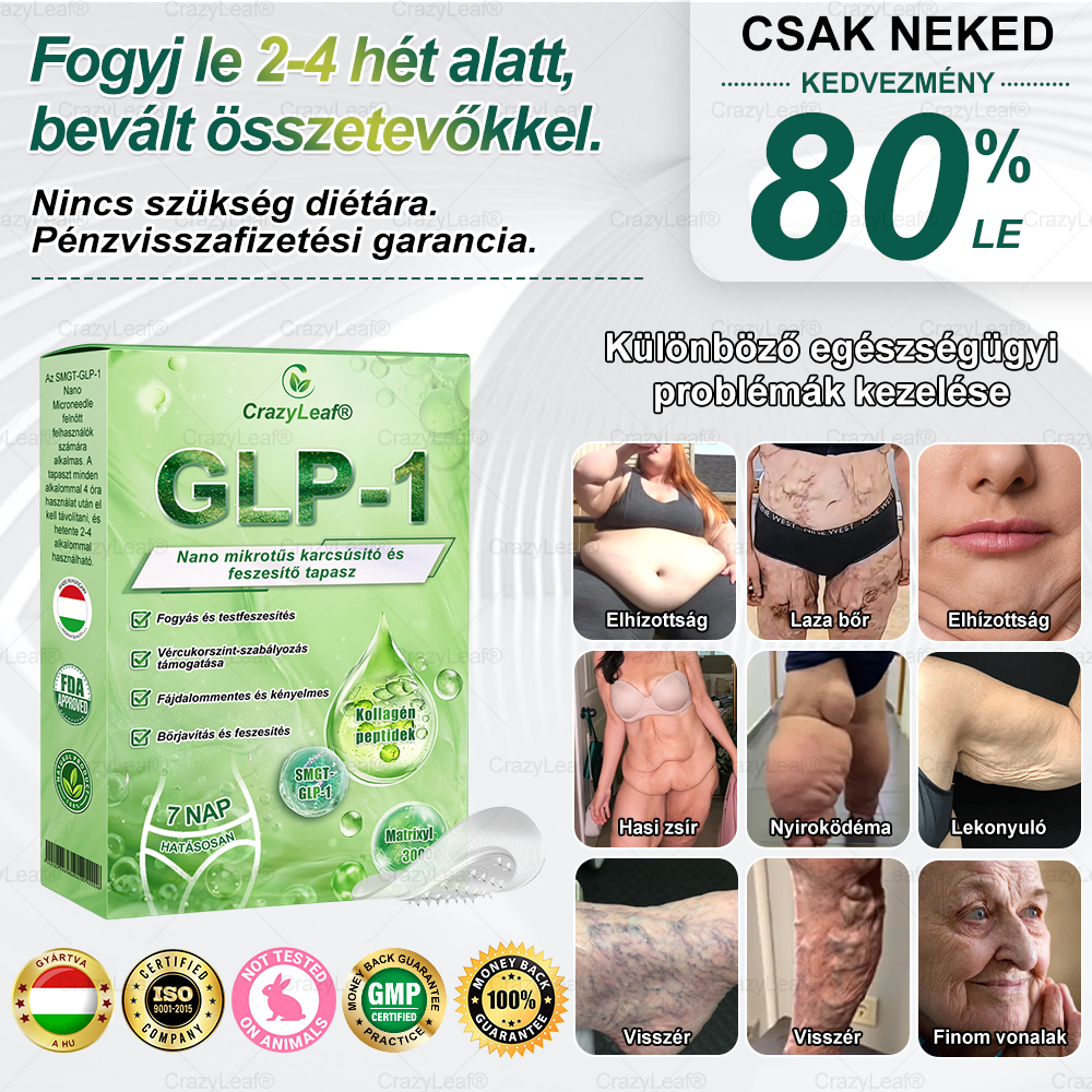 🔥│Hivatalos webáruház│🌿 CrazyLeaf® SMGT-GLP-1 Nano Mikrotűs Tapasz 👉Természetes segítség túlsúly, fáradtság, bőr- és ízületi problémák ellen.