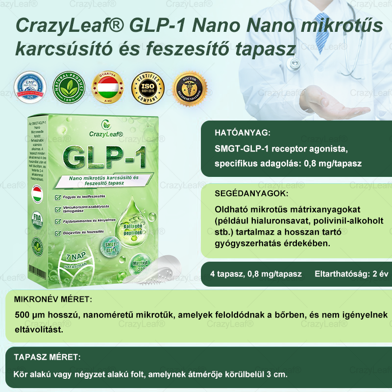 🔥│Hivatalos webáruház│🌿 CrazyLeaf® SMGT-GLP-1 Nano Mikrotűs Tapasz 👉Természetes segítség túlsúly, fáradtság, bőr- és ízületi problémák ellen.