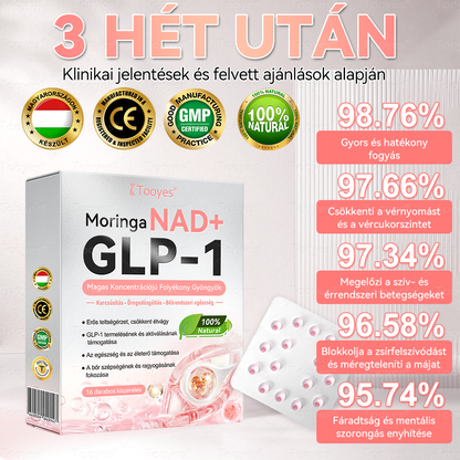 🏆Tooyes® GLP-1 Magas Koncentrációjú Folyékony Gyöngyök – NAD+, Moringa, HCA összetevőkkel (Fogyás, Öregedésgátlás, Bél- és Immunrendszer támogatás, Vércukorszint egyensúly, Szív- és Agyegészség) ⚡
