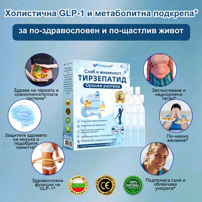 🧨България – Клинично потвърдено | Официален магазин | CrazyLeaf®Слим & Виталити Тирезепатид – орален разтвор, който подкрепя отслабването, кръвното налягане и нивата на захар