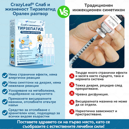 🧨България – Клинично потвърдено | Официален магазин | CrazyLeaf®Слим & Виталити Тирезепатид – орален разтвор, който подкрепя отслабването, кръвното налягане и нивата на захар