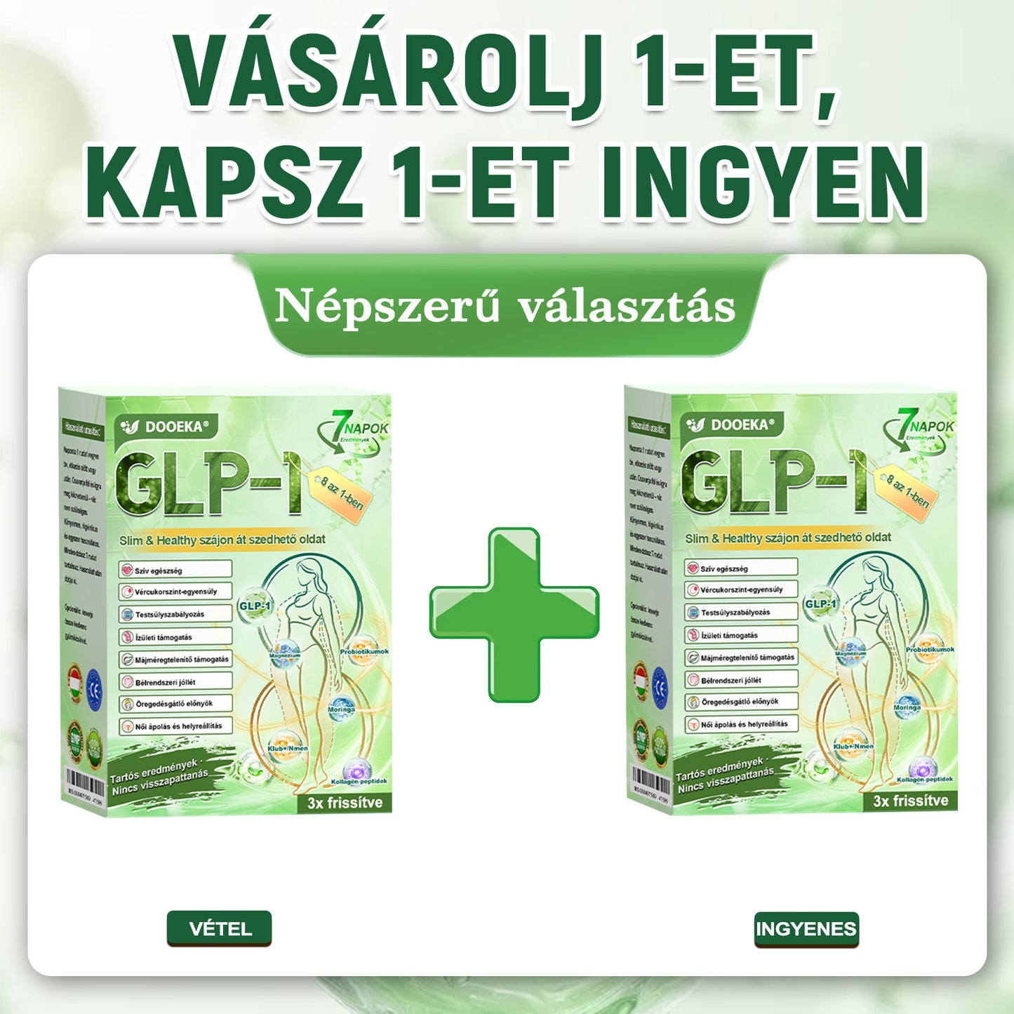 DOOEKA® GLP-1 8 az 1-ben Karcsúsító és Egészségmegőrző Megoldás ✅ Támogatja az elhízás, cukorbetegség, szív- és érrendszeri egészség, alvási apnoe és ízületi problémák kezelését, miközben feszesíti a bőrt és növeli az energiaszintet.