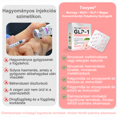 🏆Tooyes® GLP-1 Magas Koncentrációjú Folyékony Gyöngyök – NAD+, Moringa, HCA összetevőkkel (Fogyás, Öregedésgátlás, Bél- és Immunrendszer támogatás, Vércukorszint egyensúly, Szív- és Agyegészség) ⚡