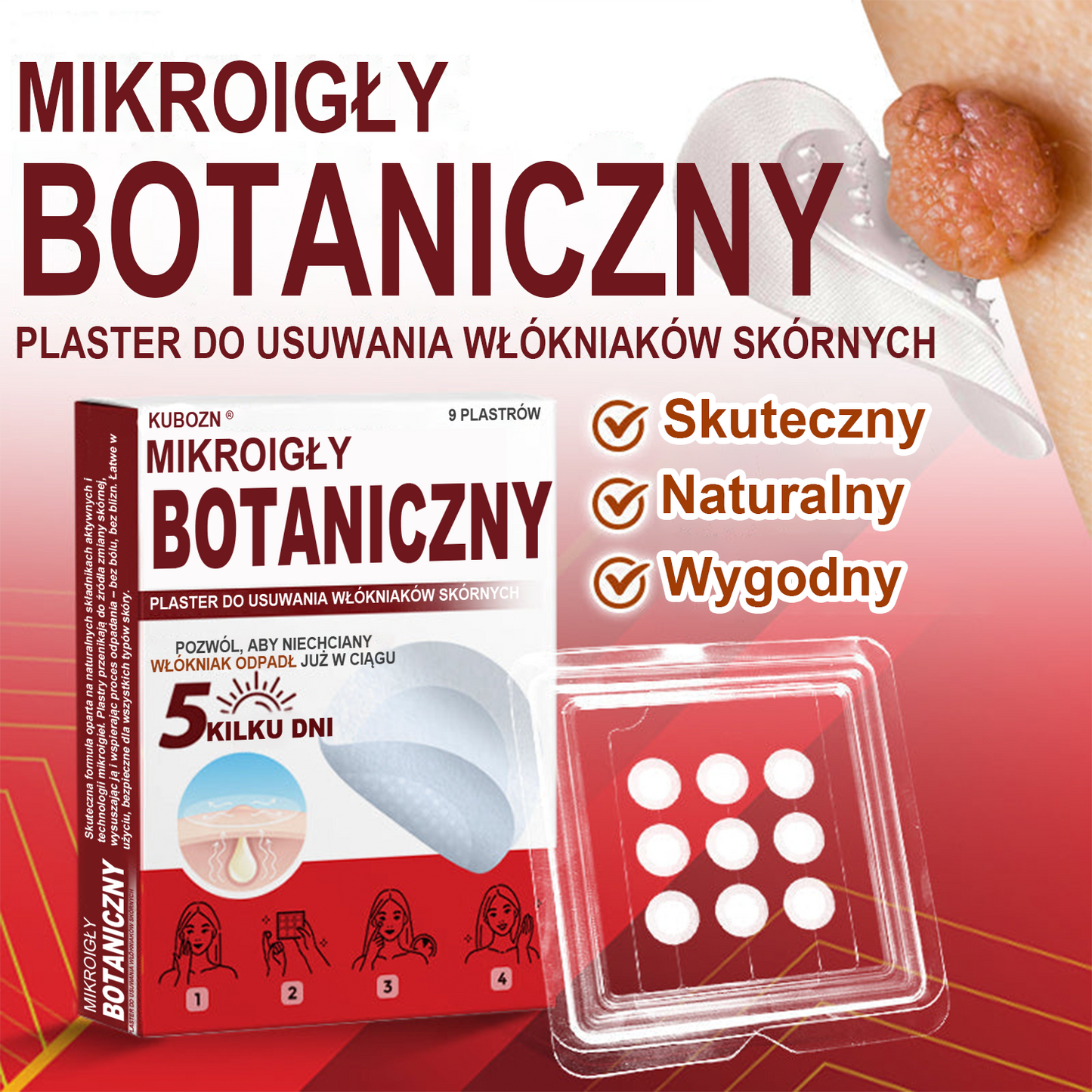 KUBOZN® Mikroigłowy botaniczny środek do usuwania narośli skórnych ✅✅wyprodukowano w Polsce