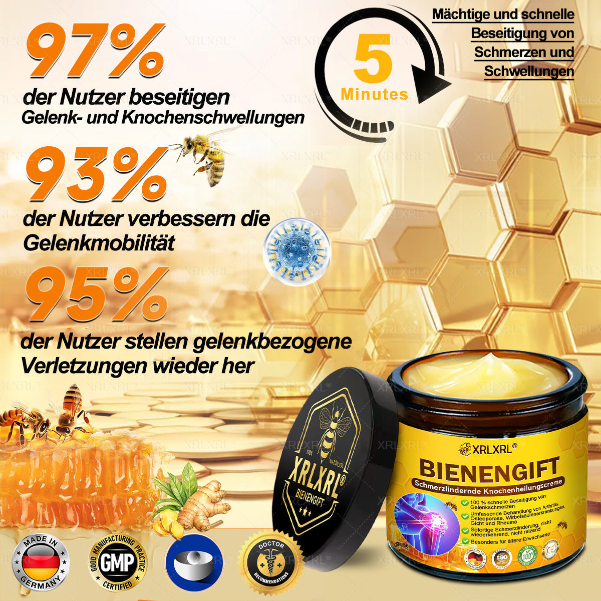 XRLXRL® Bienengift Schmerzstillende Knochenheilungscreme 👑👑👑LETZTER TAG 80 % RABATT