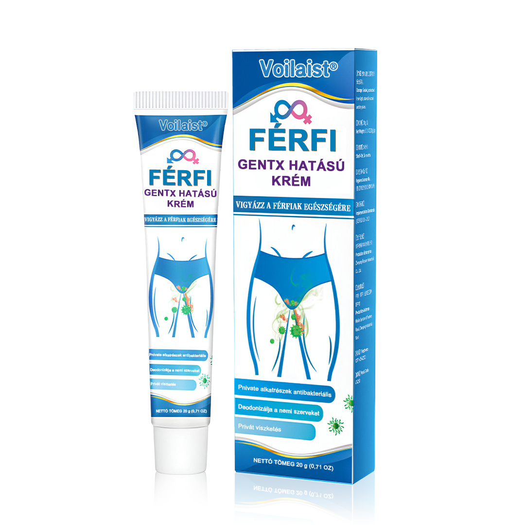 Voilaist® Férfi GentX Nyugtató Krém – Innovatív, természetes kivonatokkal 🌿 készült formula, amely segít enyhíteni az irritációt, viszketést és kellemetlen szagokat, miközben védi és hidratálja a bőrt