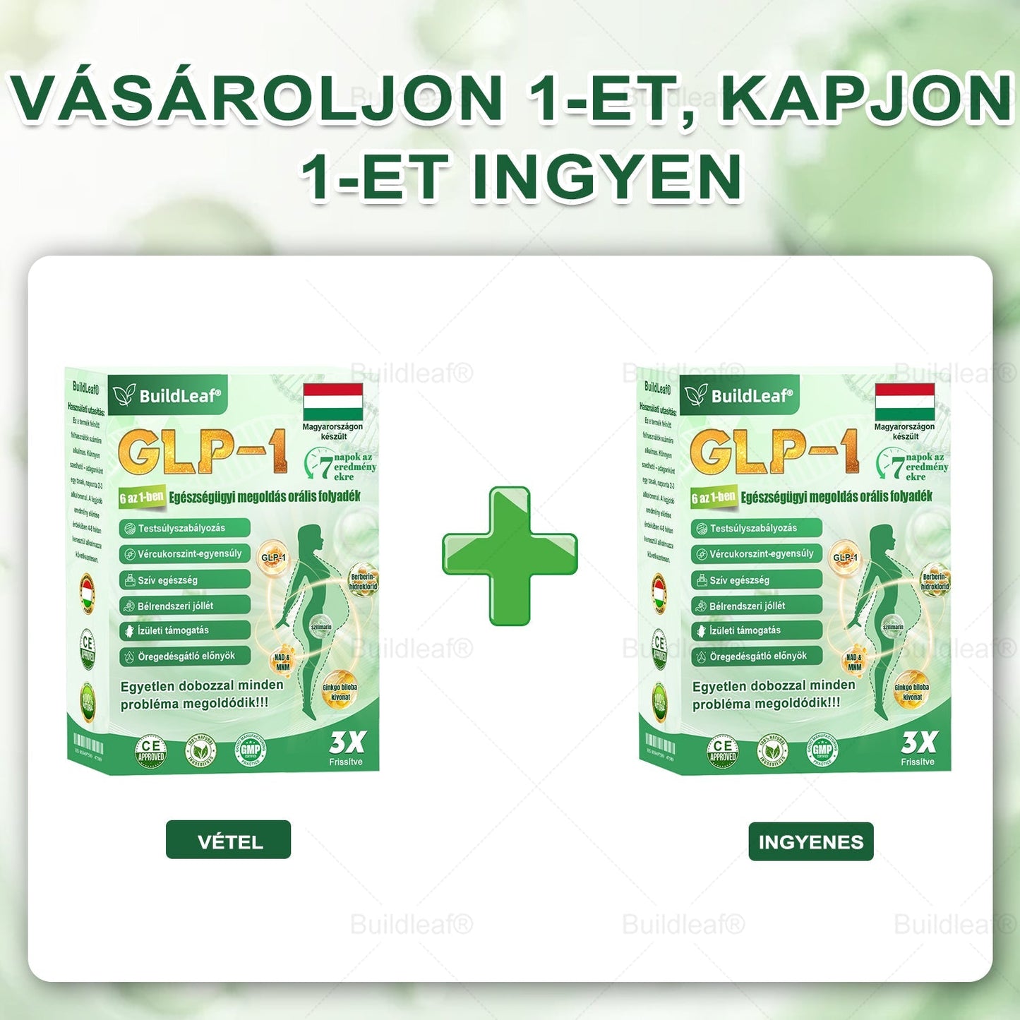 ✈️BuildLeaf® GLP-1 6 az 1-ben egészségügyi oldat szájon át szedhető folyadék ✅ Elhízás, szív- és érrendszeri egészség, cukorbetegség, alvási apnoe, bélrendszeri egészség, ízületi problémák és egyebek esetén