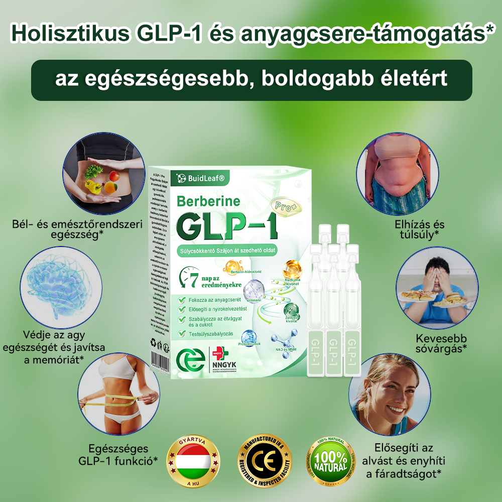 🍀 Klinikai kutatásokkal igazolt | A BuildLeaf® Berberine GLP-1 Pro Súlycsökkentő Szájon át szedhető oldat segíthet a makacs súlytöbblet, anyagcsere- és energiaproblémák kezelésében, támogatva a jobb közérzetet és vitalitást