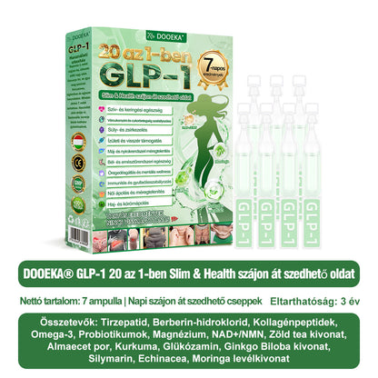 DOOEKA® GLP-1 20-az-1 Slim & Health Orális Oldat – Egyszerű napi használat, látványos eredmény 7 nap alatt, 100 milliárd aktív probiotikummal ✅ testsúlykezelés, szív-, cukorbetegség-, bél- és női egészség, feszes bőr, energia.