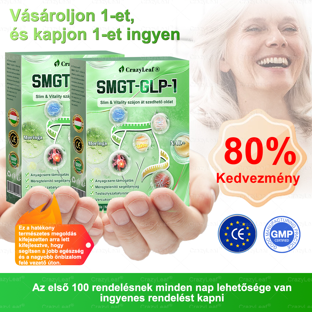 🎖️Klinikailag igazolt | CrazyLeaf® SMGT-GLP-1 Slim & Vitality – orális megoldás makacs súly, vérnyomás, cukor, zsírmáj, ízületi fájdalom, fáradtság, alacsony energia és megereszkedett bőr ellen. Jobb egészség, több energia!
